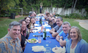 Members of the Class of 1985 at a pre-reunion gathering in a classmates backyard