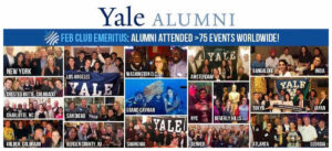 Banner for Yale Alumni Facebook group featuring photos from Feb Club events
