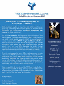 First page of YANA online newsletter